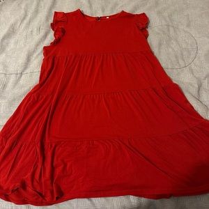 Red Dress with Ruffles and Keyhole Back